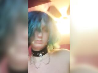 baby punk trans beauty playing with breast