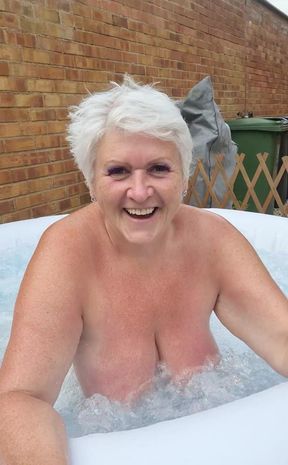 Turning you on watching me naked in the bubbles of my lovely new hot tub!