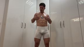 Oiled Muscle Worship ending with a faint and knockout from questionable drink