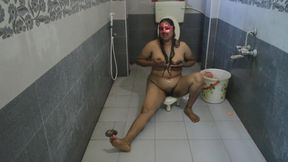 South Indian Maid Cleaning Bathroom and Showering Cam