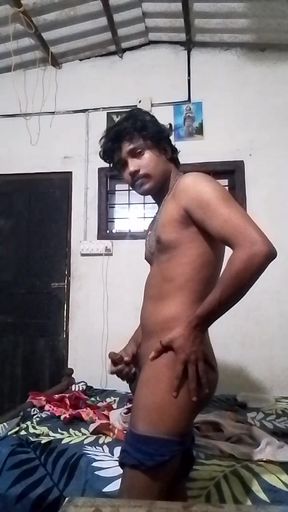 Young guy fap in room underwear by putting