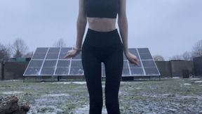 Extremely intensive shaking, trembling in the sport top and leggings