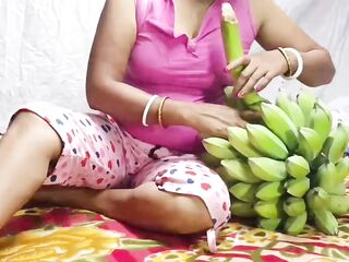 In the absence of spouse, instead of schlong, I managed with banana, full xxx porn HD MMS