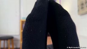 Muscular Hunk Girth Teases With Size 14 Feet In Dress Socks