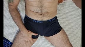 I had a quick wank before my girlfriend arrived, and my dick got covered in cum!