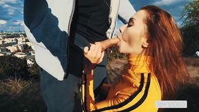 public blowjob and cumshot on mouth with petite mia bandini