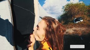 public blowjob and cumshot on mouth with petite mia bandini