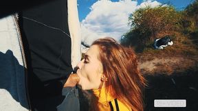 public blowjob and cumshot on mouth with petite mia bandini