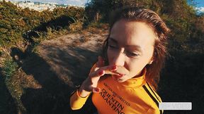 public blowjob and cumshot on mouth with petite mia bandini
