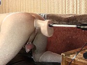 Fucking-machines cums in my ass, dick in chastity belt