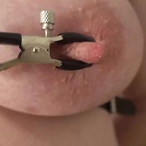 Wife punished with nipple clamps and collar