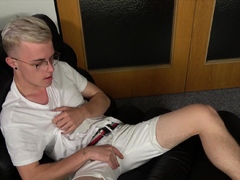 Solo blonde boy jerking off his teen cock