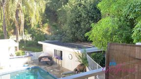 Riley Gives You a BJ Out on the Balcony Then Plays with Your Cock with Her Feet