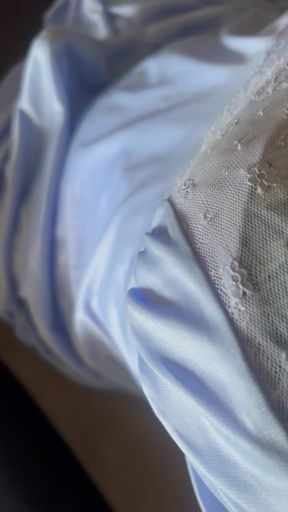 Having a play with my cock wearing some sexy blue lingerie and high heels getting all turned on