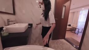 Office girl next door shows off tight pussy