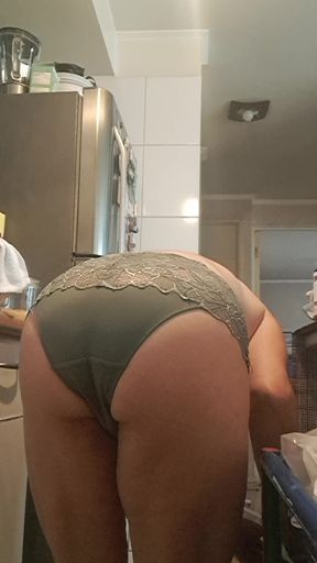 slut in panties seducing in the kitchen