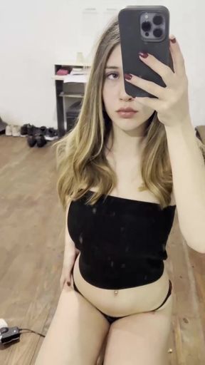 Tiny teen shows off her tits on OnlyFans