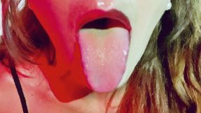 Dark Extreme Smoking - Choking Coughs, Thick Saliva, Teary Humiliated Eyes, Black Lingerie Red Lights 4K