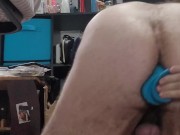 Fucking myself with a big dildo until I hit my 4th caged orgasm