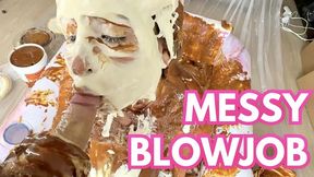 Dulce De Deepthroat: Ultra Sloppy Blowjob + Pied Hard | Wet & Messy Fetish Sploshing Food Play Gunged Cocksucker & Facefuck