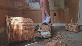 Chrissy crushing wicker baskets in her new air max
