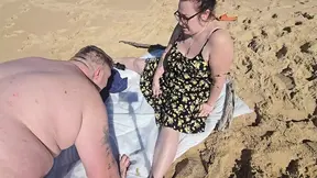 Seaside couple enjoys horny French beach foreplay