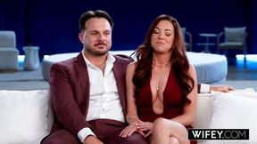 WIFEY Sexy Married Redhead Jezebel Gambino Gets Creampied In Threesome While Hubby Films