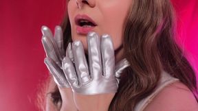 Sterile Sensations: Silver Leather PVC Gloves - Arya Grander