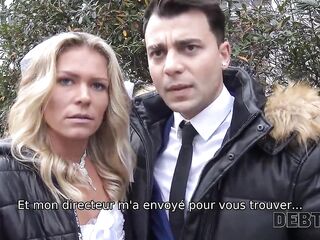 DEBT4k. Debt collector bangs the bride in white costume