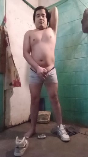 Excited Jesus pulling his penis