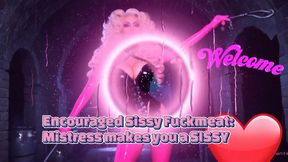 MISTRESS SHE: Encouraged Sissy Fuckmeat: Mistress makes you a SISSY