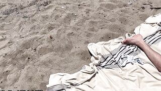 Wife fucks husband and his friend on public beach and gets double creampie _ Sloppy s 21