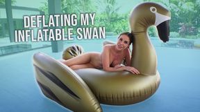 Deflating my giant gold inflatable swan outdoors and nude Amiee Cambridge 4k