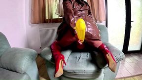 dominant leather milf inflatable smash fetish. giant hammer, doggy, cum play and popping preview
