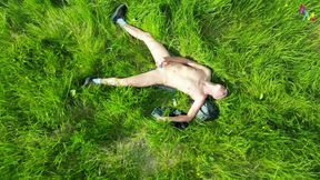 Drone porn... literally! Drone follows me, watches me get naked and wank in field
