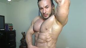 Oiled Up Bodybuilder Flexing