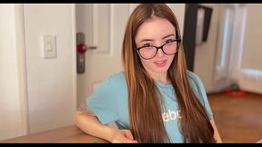 Game night with my cute stepsister Alicia Hall- won a delicious blowjob