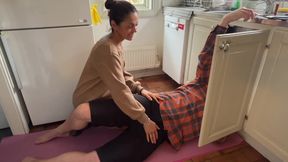 Housewife got horny seeing the plumber working the sink