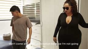 STEPMOTHER WHIT BIG ASS AND STEPSON SHARE A BED IN A HOTEL ROOM