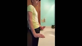 Big-Cock Latin Hunk Jerks Off in Bathroom