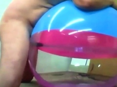 Daddy Plays with Inflatable Beach Ball Sex Toy