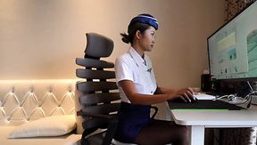 Busty Asian Stewardess has Anal with Plane's Captain