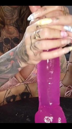 Handjob on Pink Dildo