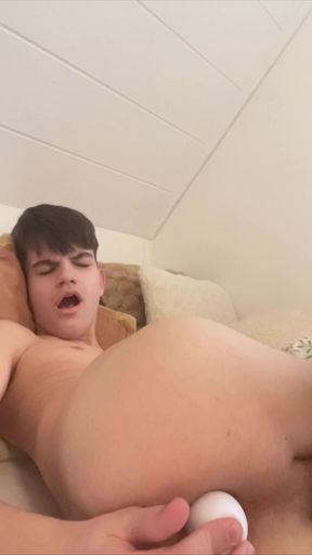(Twink boy ) Using dildo for ass.