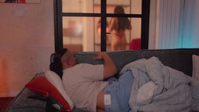 Watched Stepmom Changing Through the Glass Door - She Caught, Seduced Me and Fucked Me