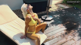 Very hot babe in yellow bikini Zazie