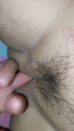 I had cum on the back of her pussy and face