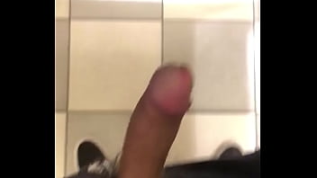 Asian guy jerking off in mall restroom