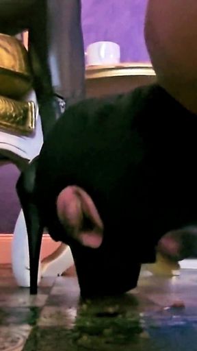 Stina Stone Femdom Spitting Crushing Feeding by German Mistress in Leather Gloves Part 2