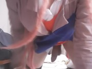 Chica trans con cosplay de monika tocándose el surprise ♥